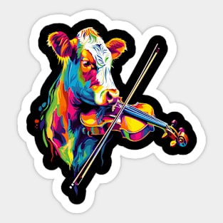 Cow Playing Violin Sticker